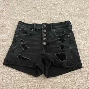 Black jean shorts size 2 american eagle